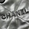 Chanel all black leather tote shopping medium bag