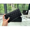 Chanel black lampskin wallet