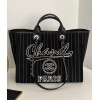 Chanel Deauville Black Stripes 2WAY Bag