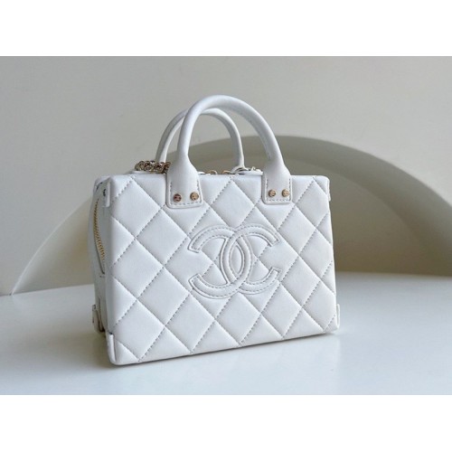 Chanel Vanity Case Calfskin White Bag