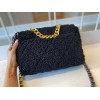Chanel tweed black flap bag 30cm