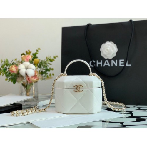 Chanel Lambskin Small Vanity Case AS2630 White