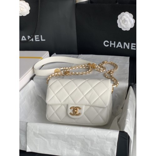 Chanel 22A Mini Caviar White Flap Bag