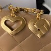 Chanel heart chain brown lambskin bag