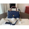 Chanel Coco Handle Blue Caviar Red Handle Small Bag