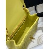 Chanel 17CM Mini Flap Yellow Bag Lambskin Leather Gold Hardware