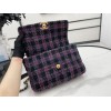 Chanel 19 flap tweed pink black bag 30cm