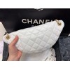 Chanel 2019 white leather chain waist bag