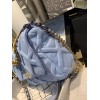 Chanel flap bag 19 blue gold hardware