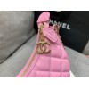 Chanel pink lambskin pouch with chain bag