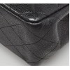 CHANEL Large Classic Handbag Grained Calfskin & Gold Metal Black