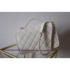 Chanel 22k Calfskin & Gold-Tone Metal White Bag