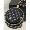 Chanel Quilted Lambskin Chain Round Clutch