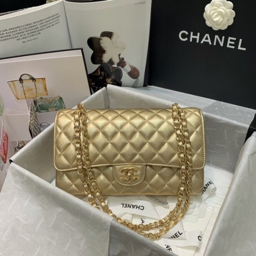 Chanel Gold Lambskin Medium Classic Double Flap Bag