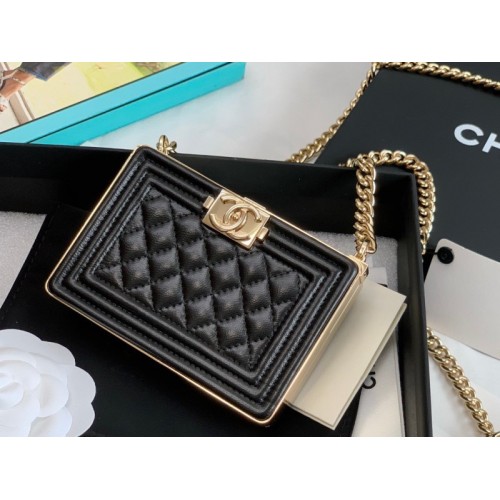 Chanel mini boy 22A gold black bag