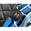 Chanel Printed Fabric Foldable Blue Shopping Bag