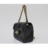 CHANEL 1112 Black Lambskin Leather Flap Bag With Gold Hardware