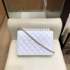 Chanel pearl Woc leather rhombic flap bag in white