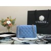 Chanel classic flap bag blue caviar leather 20cm