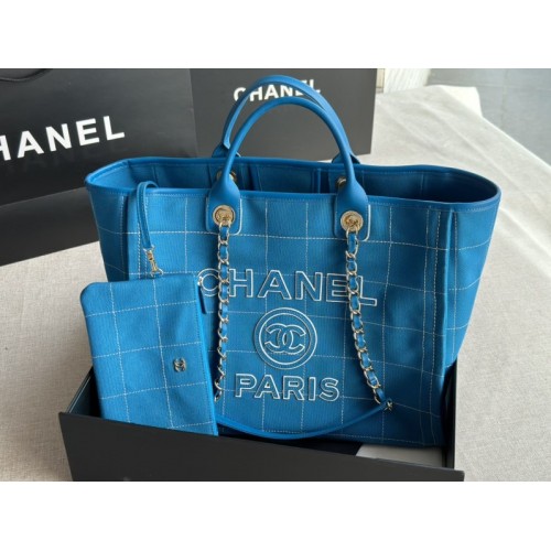 Chanel 2023 Maxi Shopping Tote Blue Bag