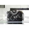 Chanel silver flap black bag 19 large size