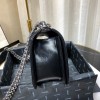 Chanel Medium Crinkled Calfskin Chevron Boy Flap Bag Black