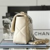 Chanel silver flap cream bag 19 large size