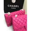 CHANEL 1112 Rose Red large Size 30 Lambskin Leather Flap Bag With Gold/Silver Hardware