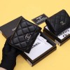 Chanel CC compact black caviar / lambskin wallet