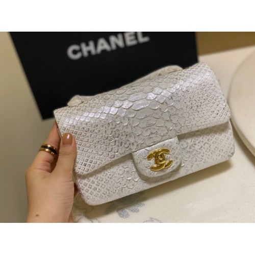 Chanel Classic White Python Mini Bag