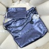 Chanel blue leather tote shopping medium bag