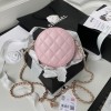 Chanel 22S Quilted Caviar Pink Mini Round Clutch
