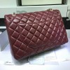 CHANEL 1112 Maroon Red Size 33cm Lambskin Leather Flap Bag With Gold / Silver Hardware