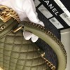 Chanel Green Quilted Caviar Boy Bag with Top Handle 180302 VS09524