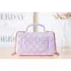 Chanel handle mini flap bag purple colorful 20cm
