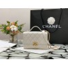 Chanel Lambskin & Gold Metal Mini Flap Bag in White