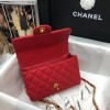 Chanel grained calfskin top handle flap bag red 20cm