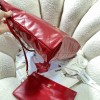 Chanel red leather tote shopping medium bag