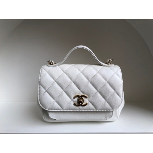 Chanel Business Affinity White Caviar Leather Bag