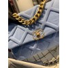 Chanel flap bag 19 blue gold hardware