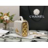 Chanel Lambskin & Gold Metal Mini Flap Bag in White