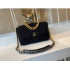 Chanel tweed black flap bag 30cm