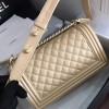 Chanel Small/ Medium Caviar Boy Bag Beige - Gold