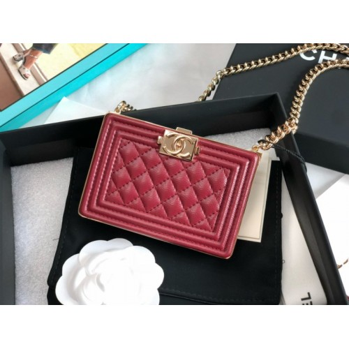 Chanel mini boy 22A gold red bag