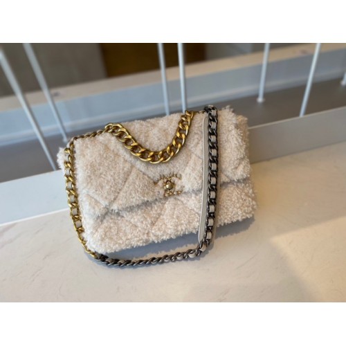 Chanel tweed white flap bag 30cm