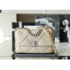 Chanel silver flap cream bag 19 medium size