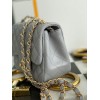 Chanel 17cm Classic Flap Bag Grey Lampskin Leather gold hardware