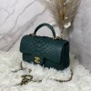 Chanel handle mini flap bag green snakeskin 20cm