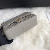 CHANEL 1112 Grey Large Size 30cm Caviar Leather Flap Bag