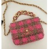 Chanel mini 19 flap tweed pink black bag